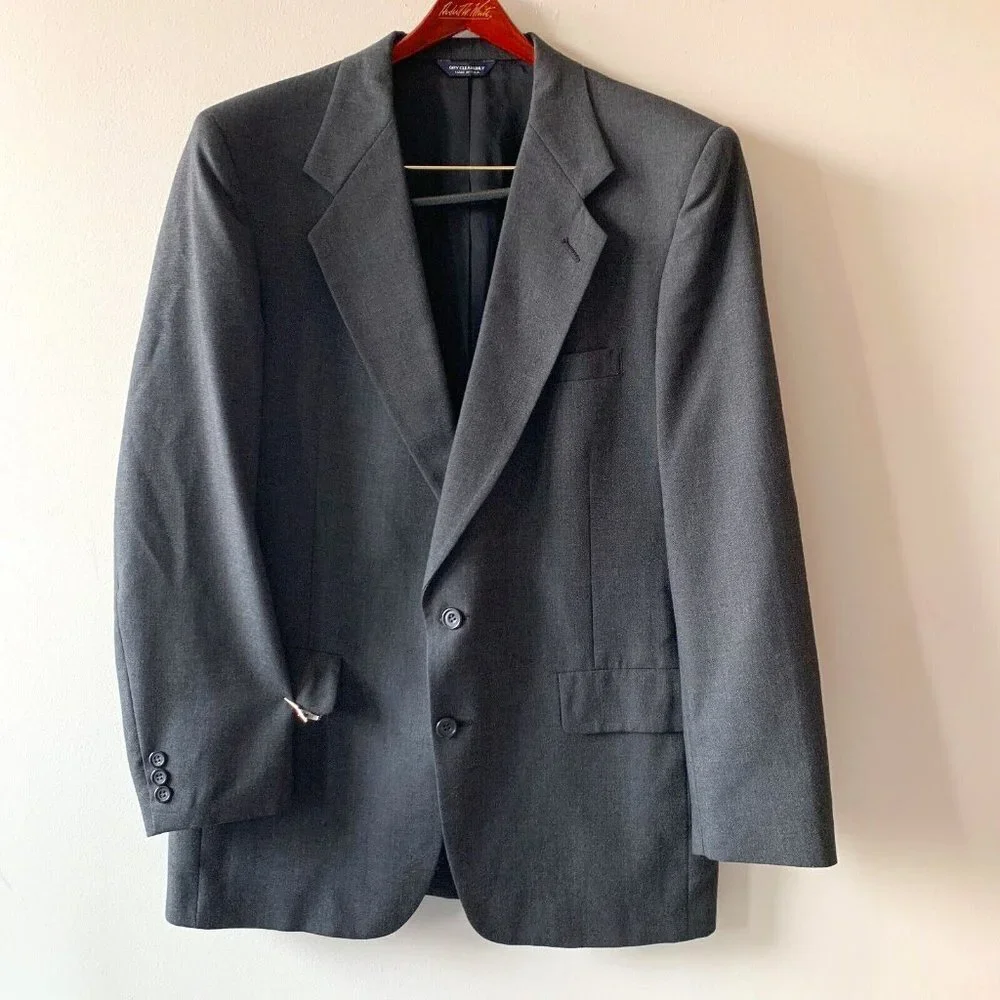 Kuppenheimer Executive Wool‎ Blazer Men's 44R Solid Gray Suit Jacket Sport Coat
